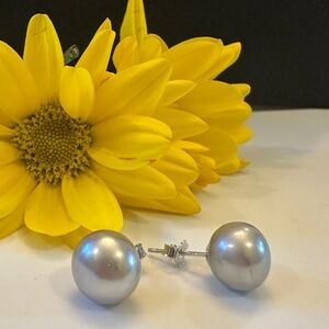 Freshwater Silver 10-11mm Pearl Earrings Silver Stud Classic Old Money